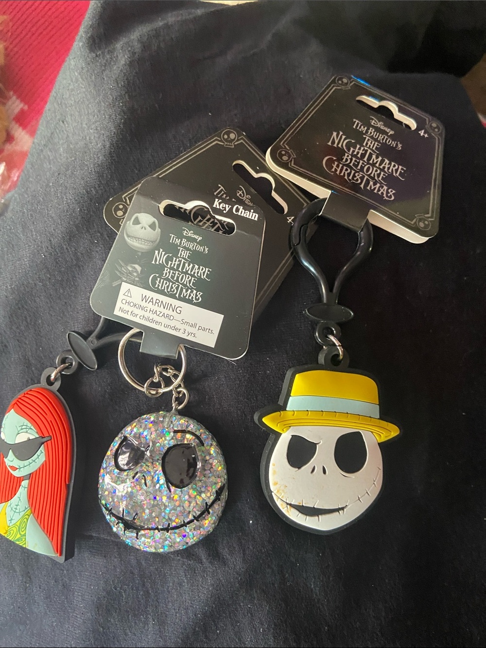 Jack & Sally Keychain Set - Yellow, Red, Glitter